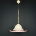 Murano glass white and pink pendant lamp Italy 1970s Mid-century lighting ceiling lamp