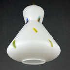 Mid-century multicolor opaline murano glass pendant lamp by Stilnovo Italy 1950s