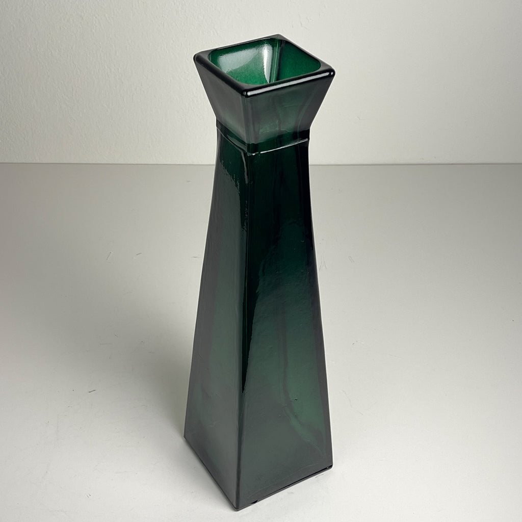 Vintage green bottle glass vase, Italy, 1980s