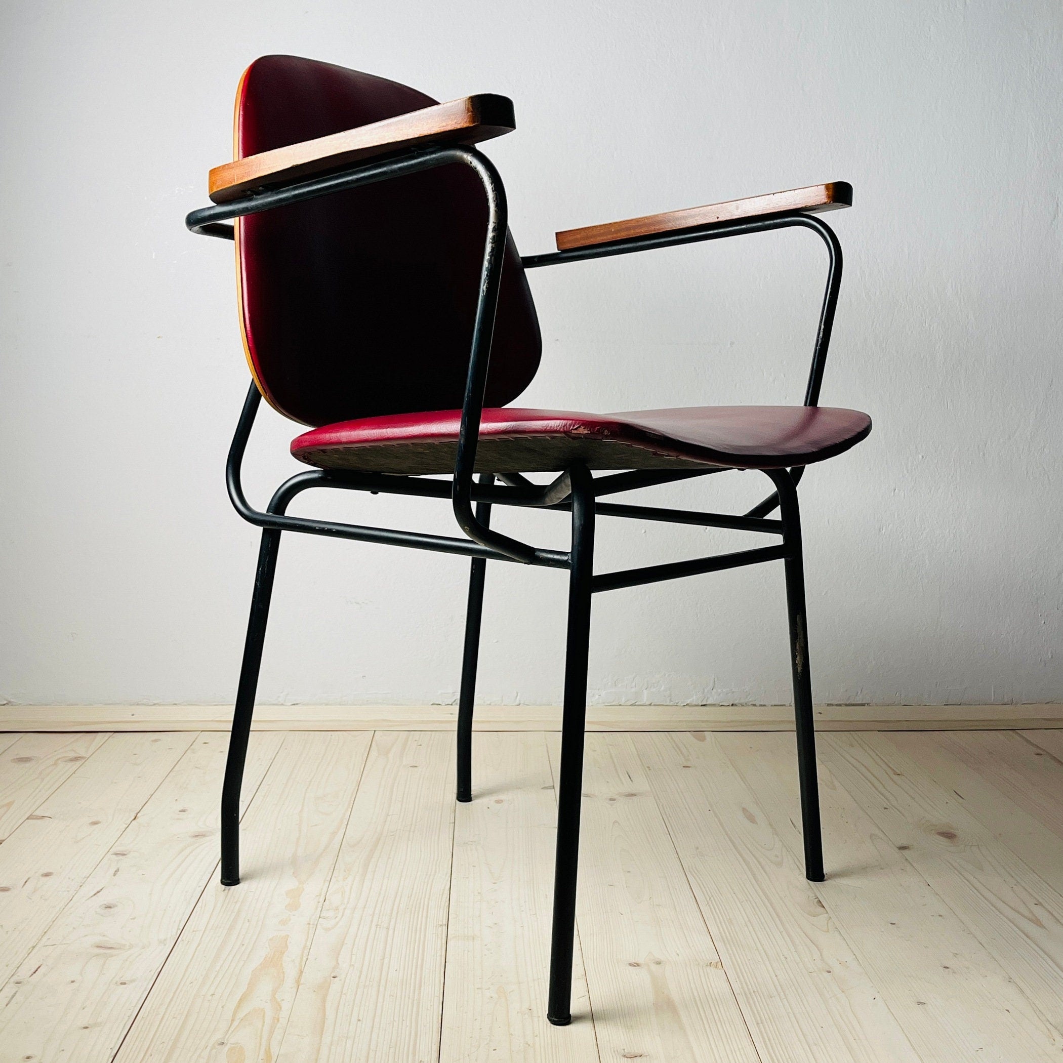 Mid-century red chair Italy 1960s Vintage italian furniture Home office chair