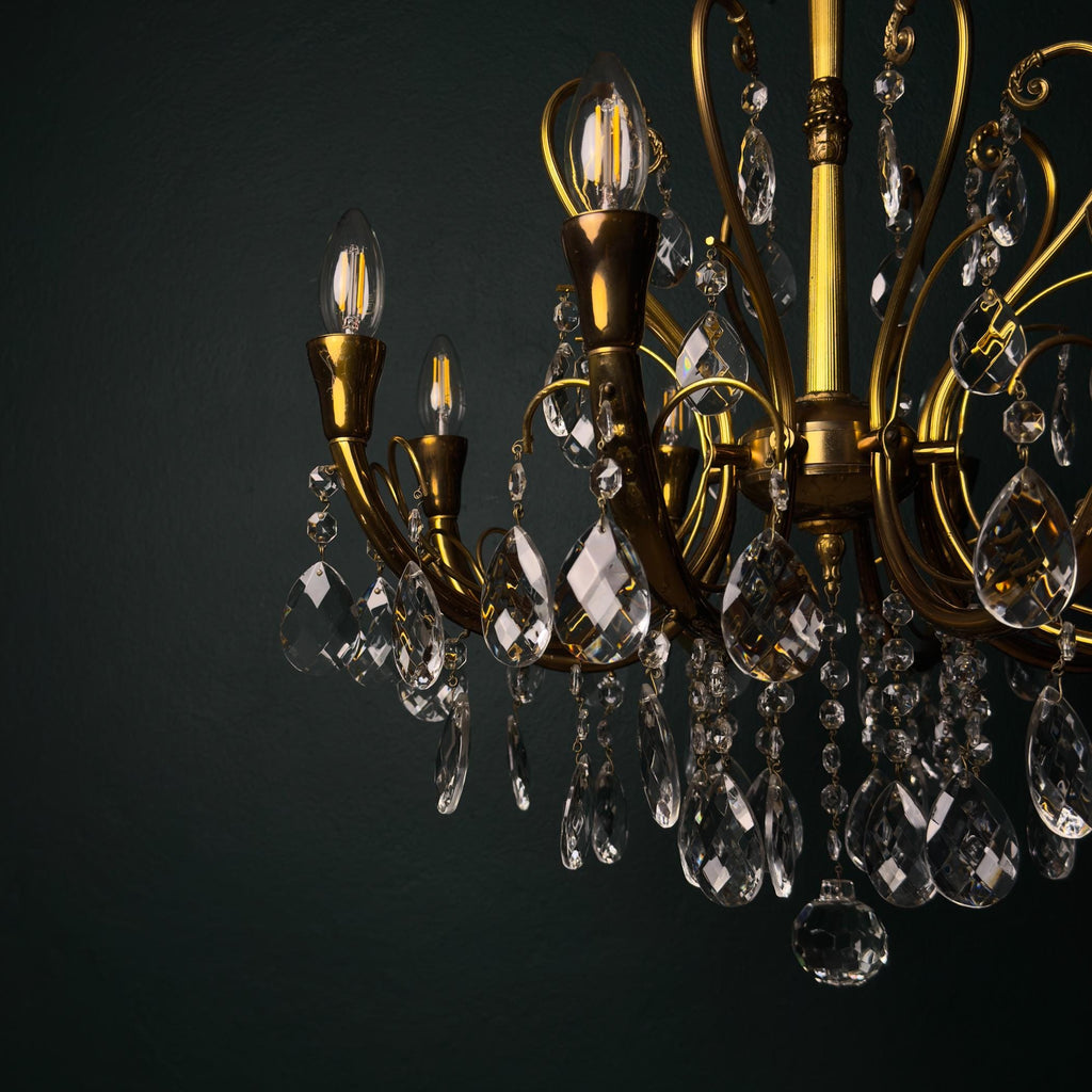 Vintage crystal chandelier, Italy 1950s