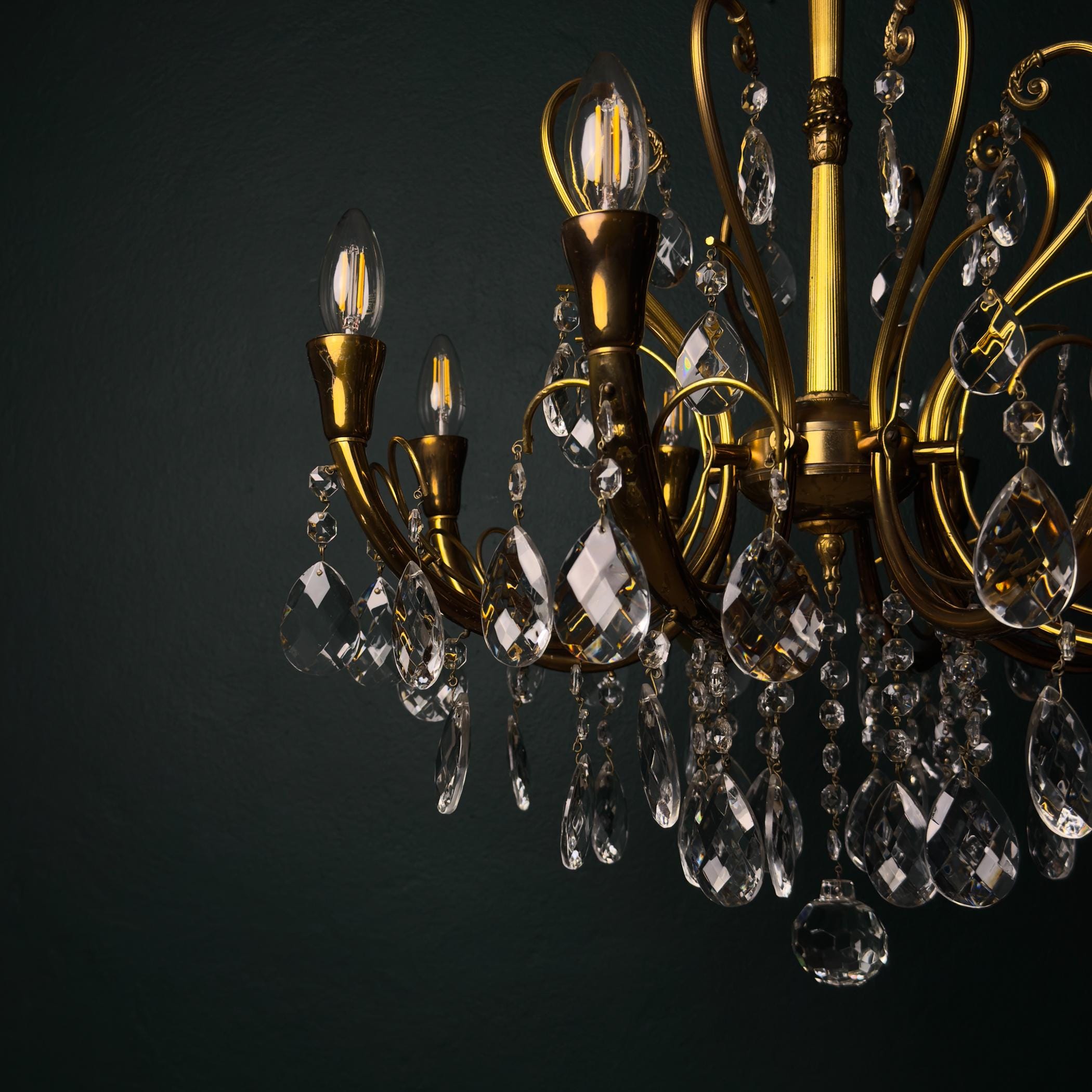 Vintage crystal chandelier, Italy 1950s