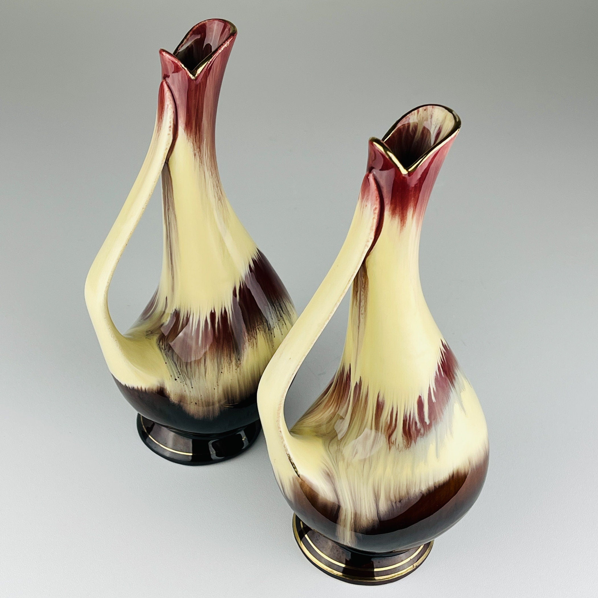 Mid-Century Bay Keramik Vases: West German Ceramic Set of 2