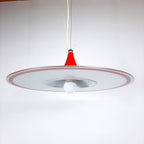 Mid-century pendant lamp Italy 60s Red retro chandelier space age atomic vintage lighting