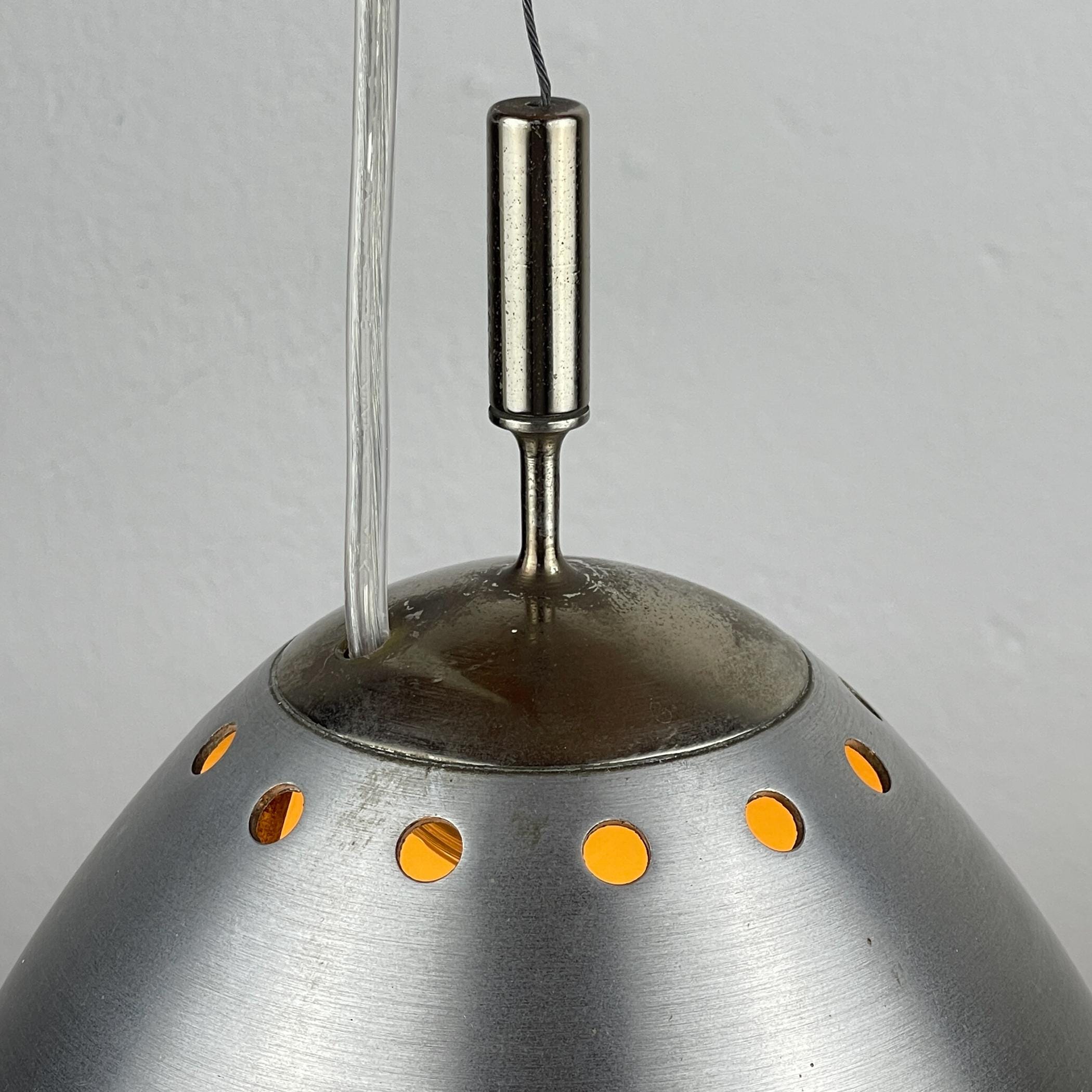 Mid-century glass pendant lamp Italy 1960s Vintage Italian lighting Space Age