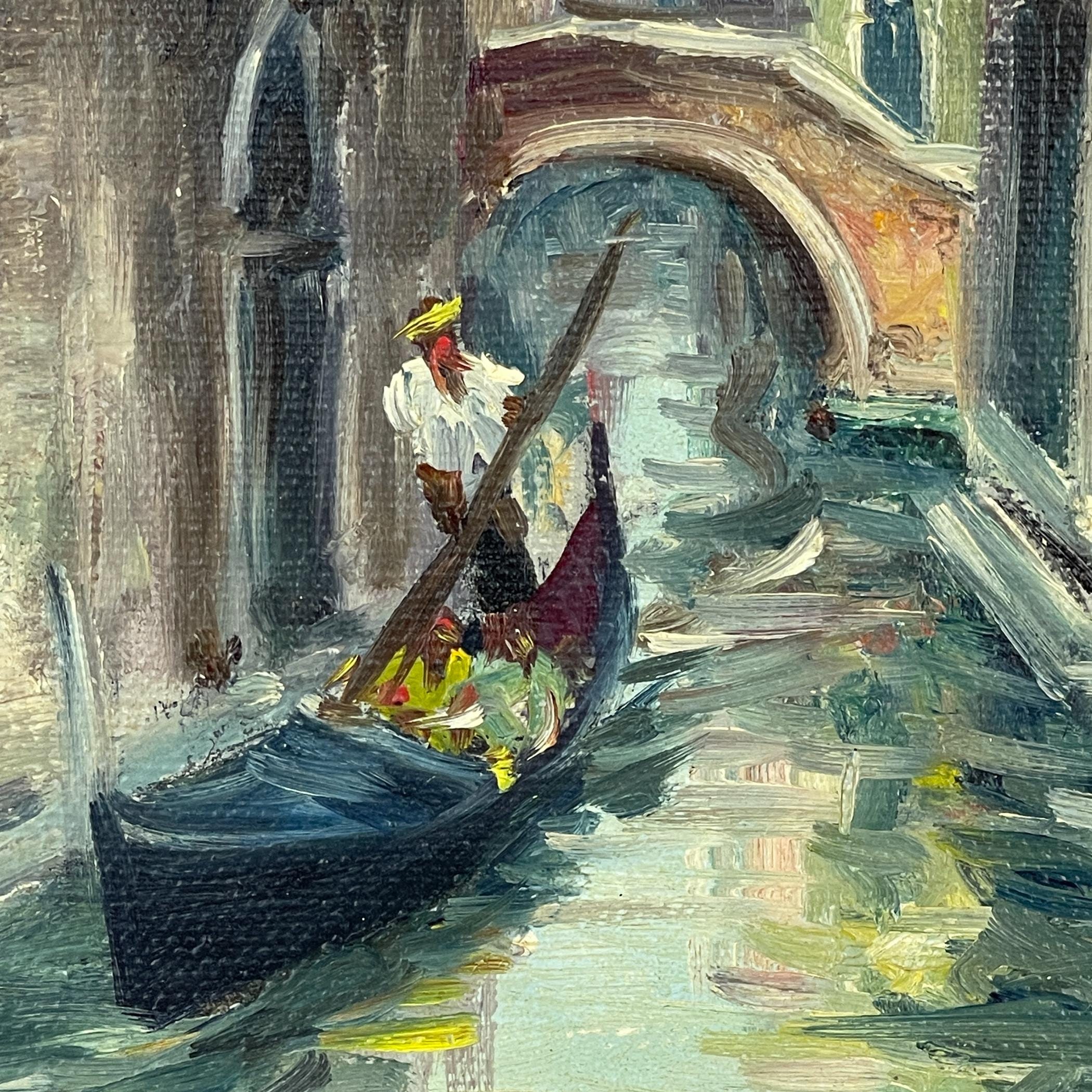 Venice Canal Original Vintage Oil Painting, Italy, 1960s, Signed, Framed