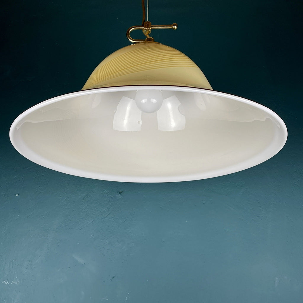 Vintage De Majo Murano Glass Pendant Lamp: Beige Mid-Century Lighting