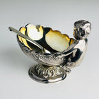 Vintage Silver-Plated Caviar Server with Spoon - Royal Family Sheffield Italy