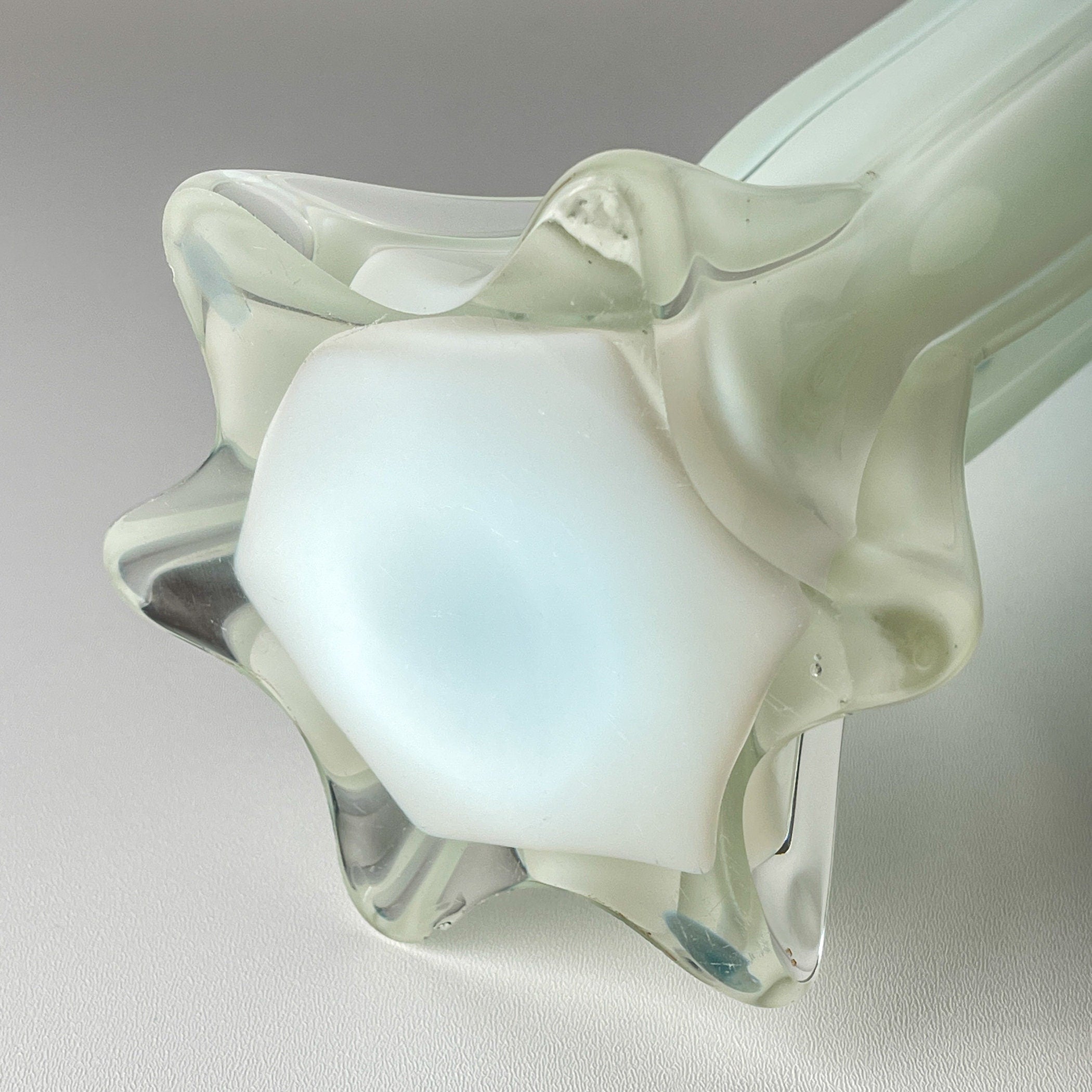 Vintage large green-blue murano vase, Italy 1970s, Mid-century home decor
