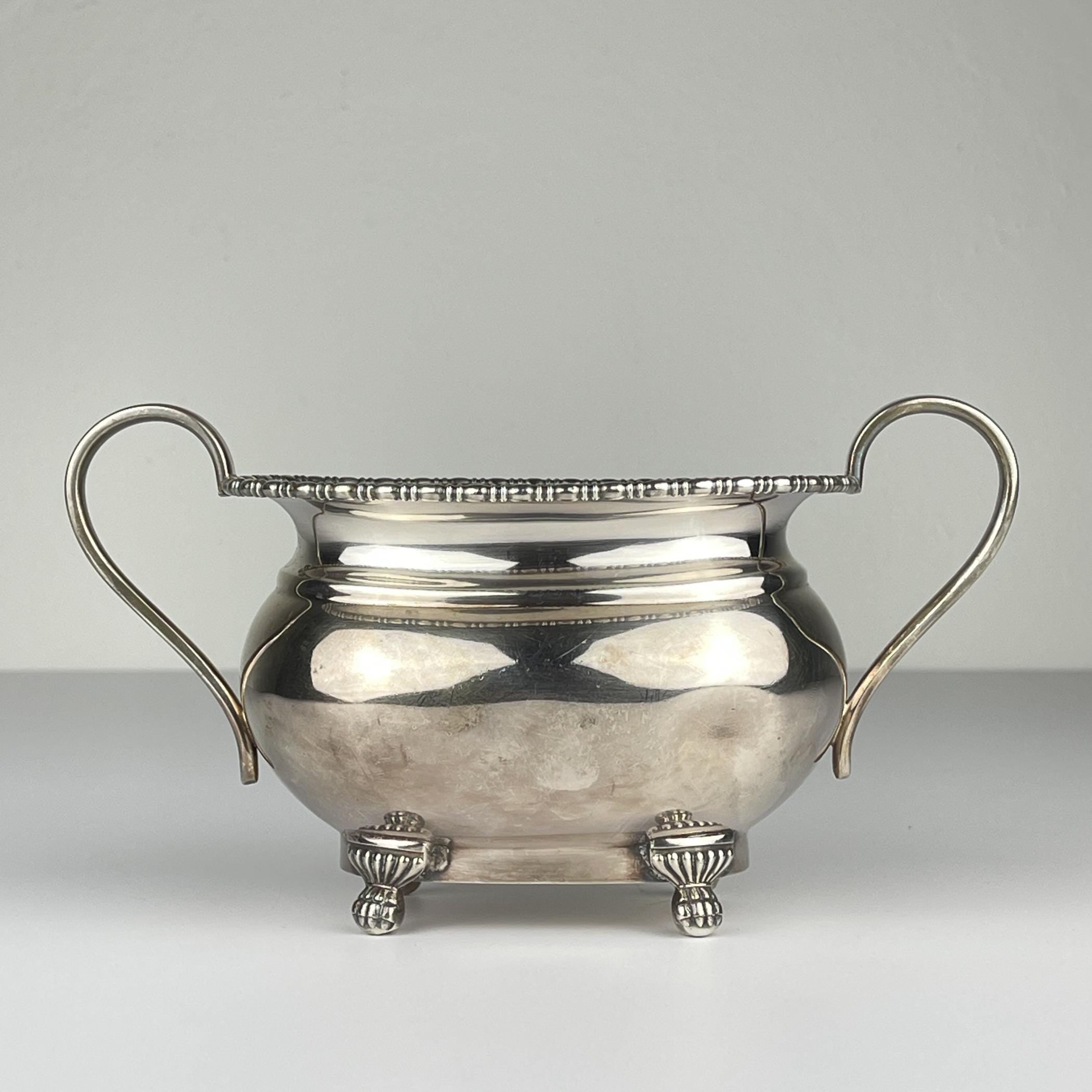 Antique four piece silver tea set, Sheffield, England, 1930s, Vintage home decor
