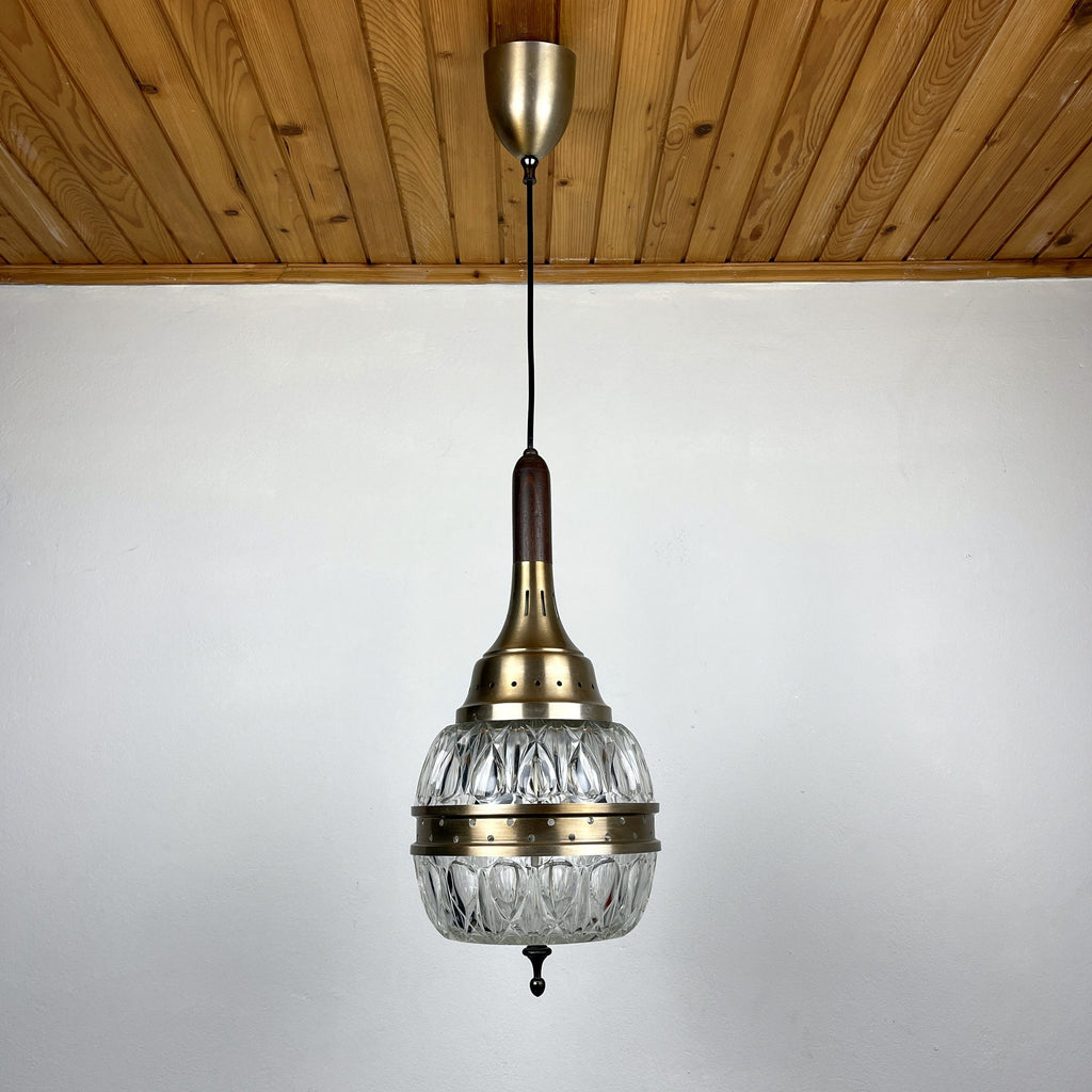 Mid-century glass pendant lamp Italy 1960s Vintage Italian lighting Space Age