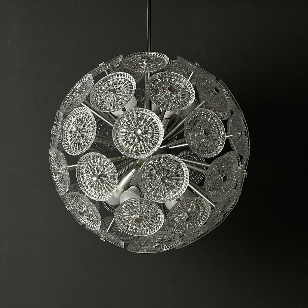 Vintage crystal chandelier Sputnik Dandelion Italy 1960s mid-century modern italian lighting
