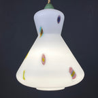Mid-century multicolor opaline murano glass pendant lamp by Stilnovo Italy 1950s