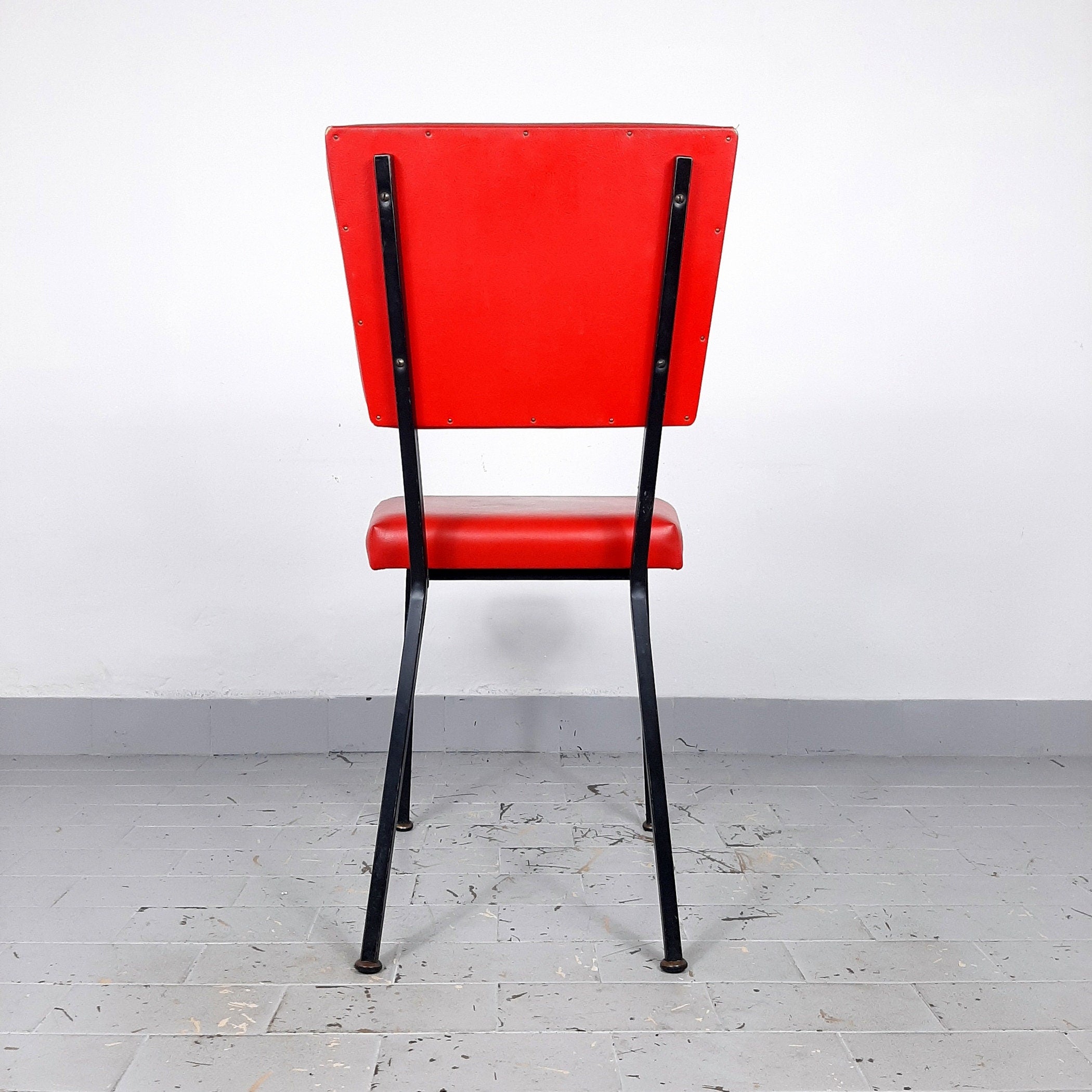 Vintage Red Dining Chair: Mobili Polli Italian Mid-Century Design