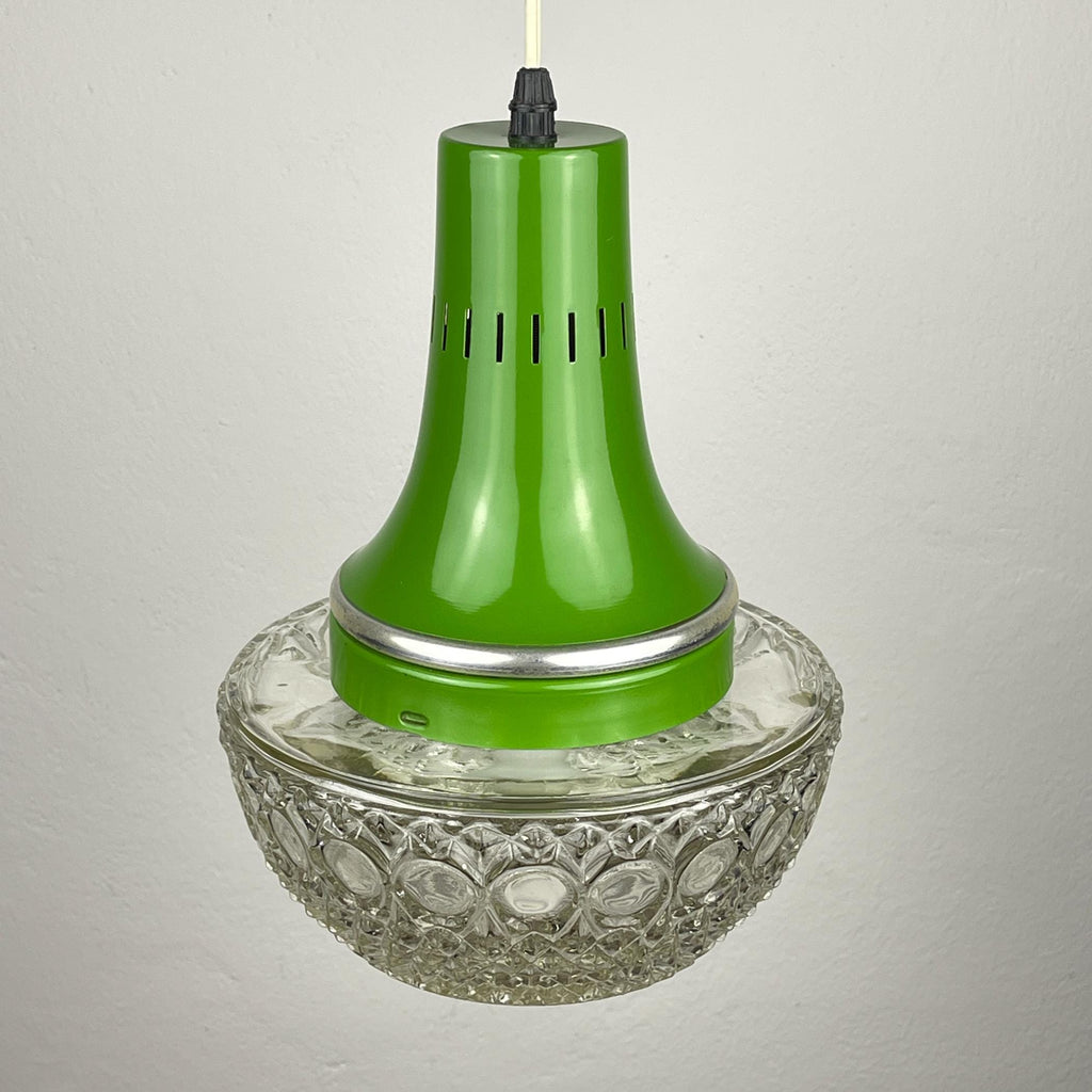 Mid-century green pendant lamp by Targetti Sankey, Italy 1960s, Vintage Italian lighting Space Age