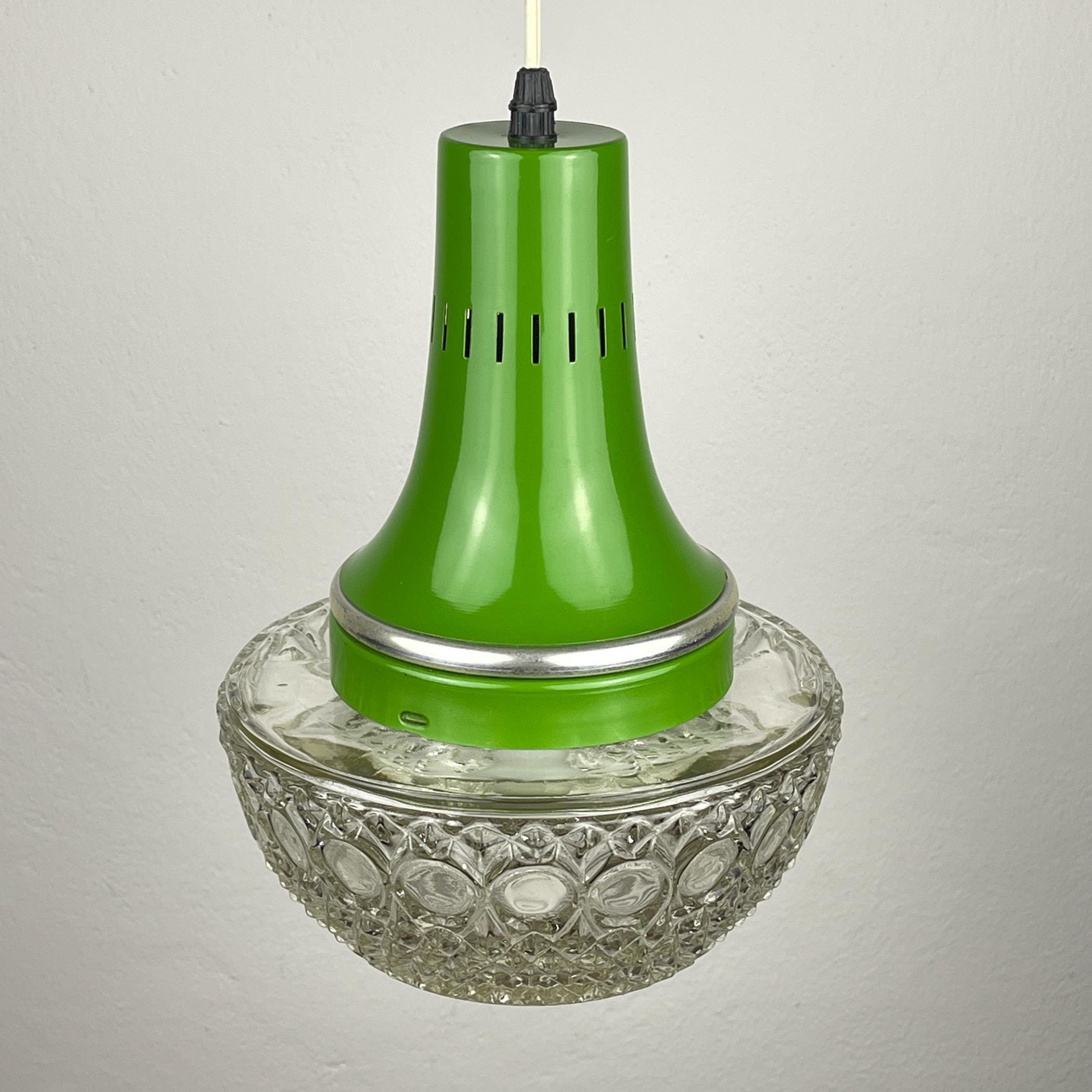 Mid-century green pendant lamp by Targetti Sankey, Italy 1960s, Vintage Italian lighting Space Age