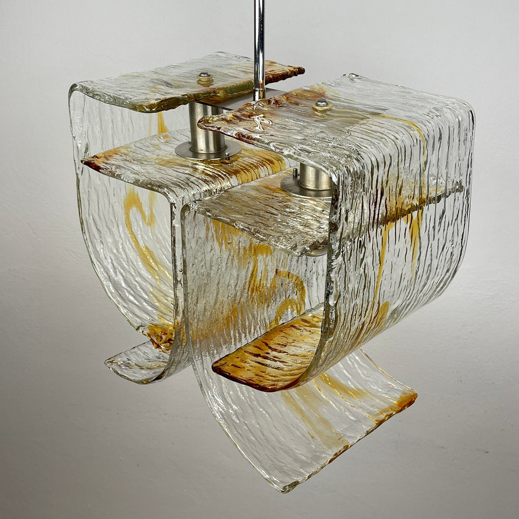 Vintage Murano glass chandelier by Mazzega, Italy 1970s, Space age, Mid-century modern