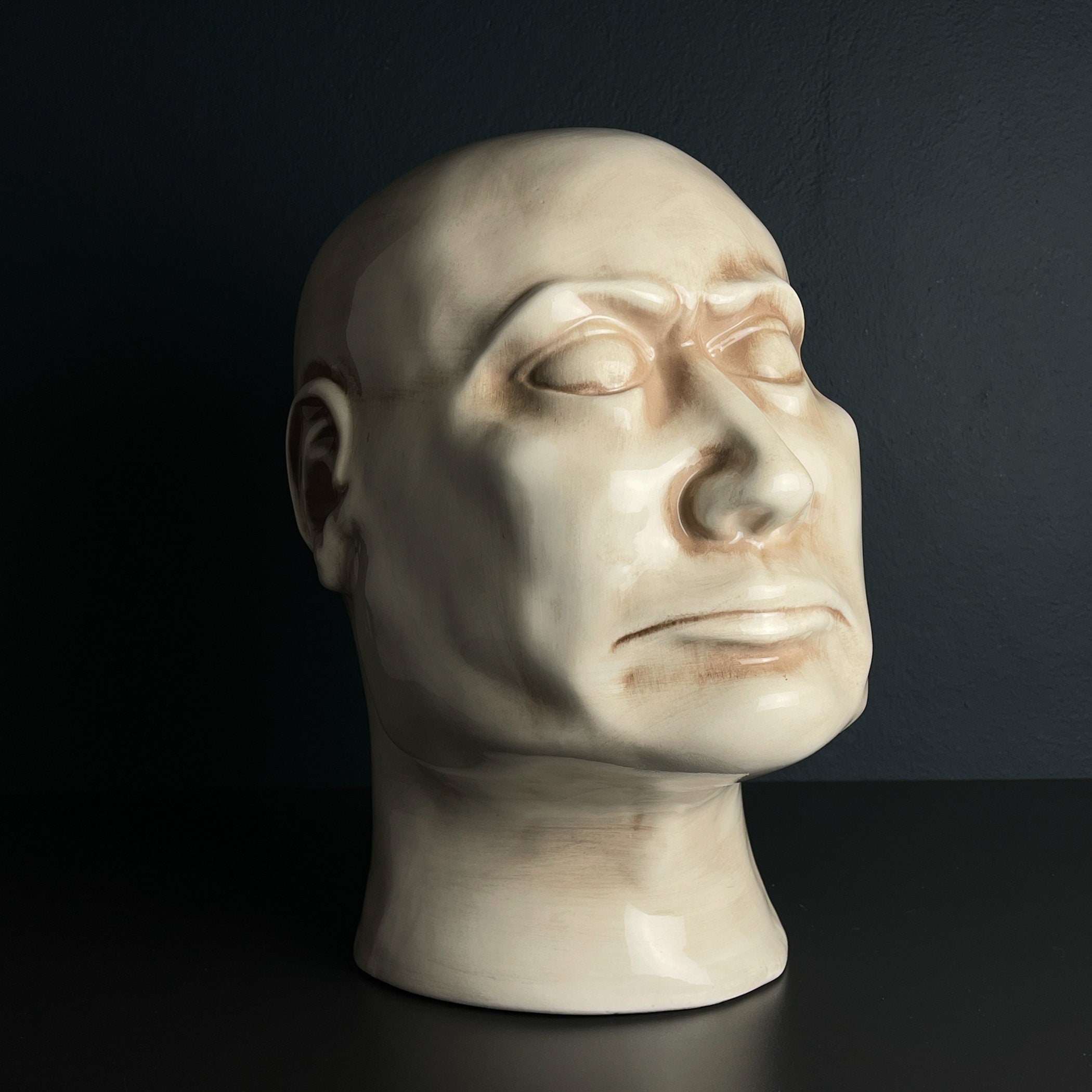 Large ceramic bust Man, Italy 1970s, Vintage home decor