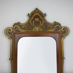 Vintage Large Wooden Wall Mirror, Italy 1950s