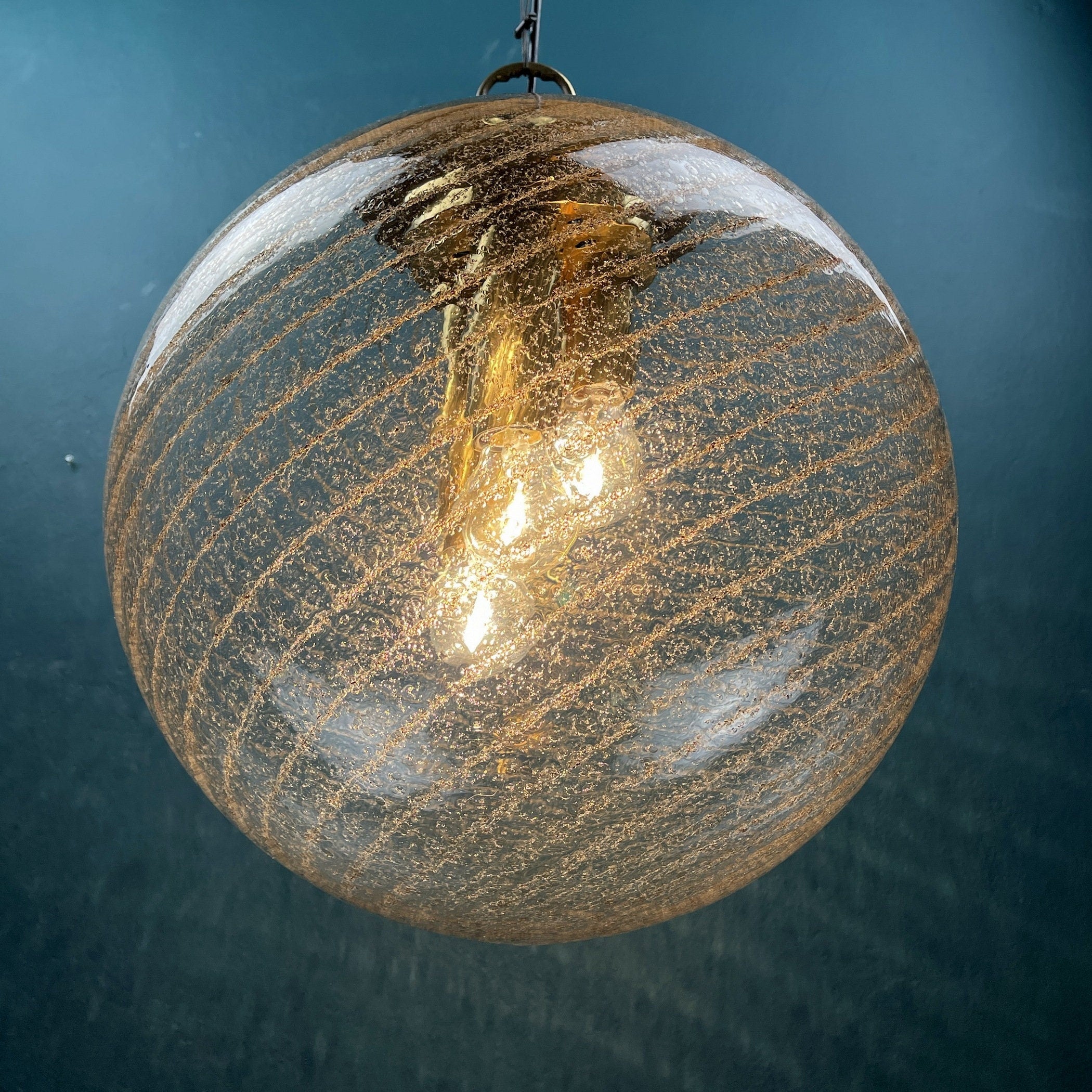 Vintage La Murrina Swirled Murano Glass Pendant Lamp - 1970s Italian Lighting
