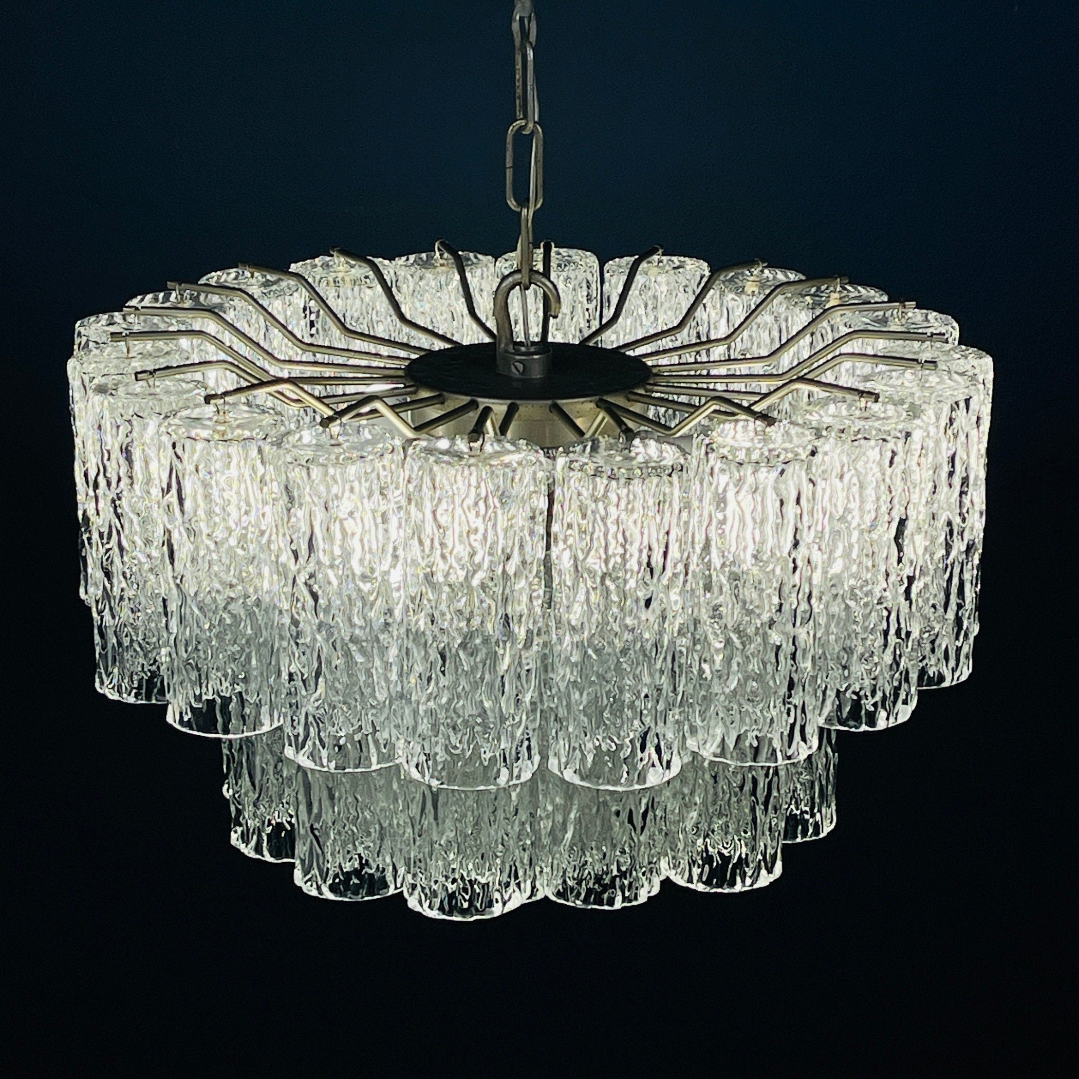 Mid-century murano glass chandelier Tronchi by Toni Zuccheri for Venini Italy 1960s