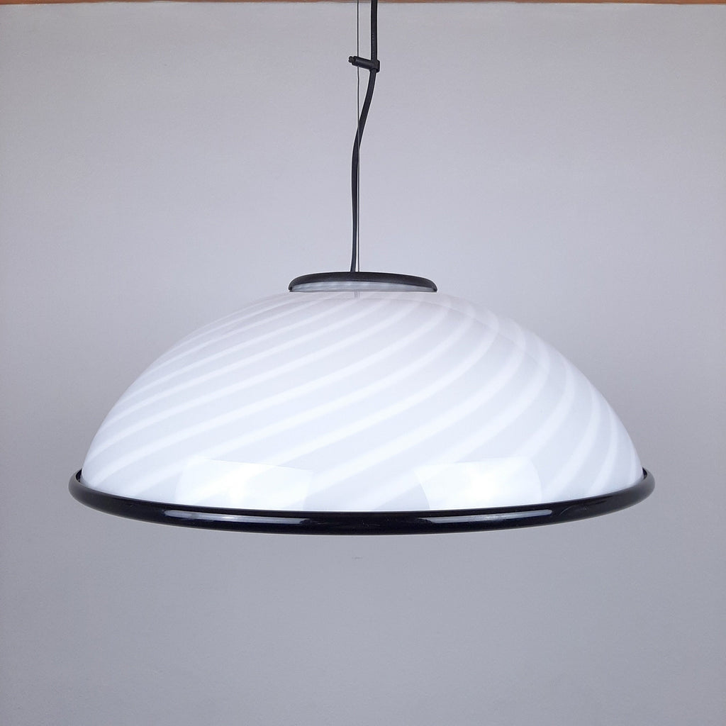 Murano pendant lamp White and Black, Italy 1980s