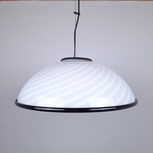 Murano pendant lamp White and Black, Italy 1980s