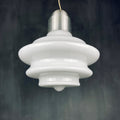 Large mid-century opaline white glass hanging lamp Italy 1960s Art deco Italian modern