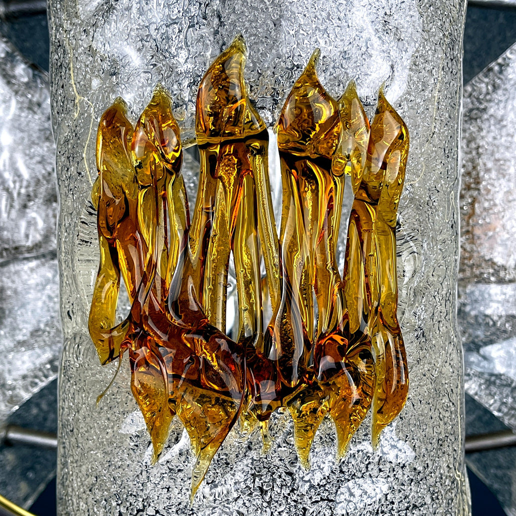 Vintage Amber Murano Glass Chandelier: Mazzega Toni Zuccheri, Italy 1970s