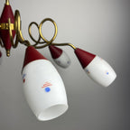 Vintage brass and murano glass chandelier by Stilnovo, Italy, 1960s, Italian Classic Design