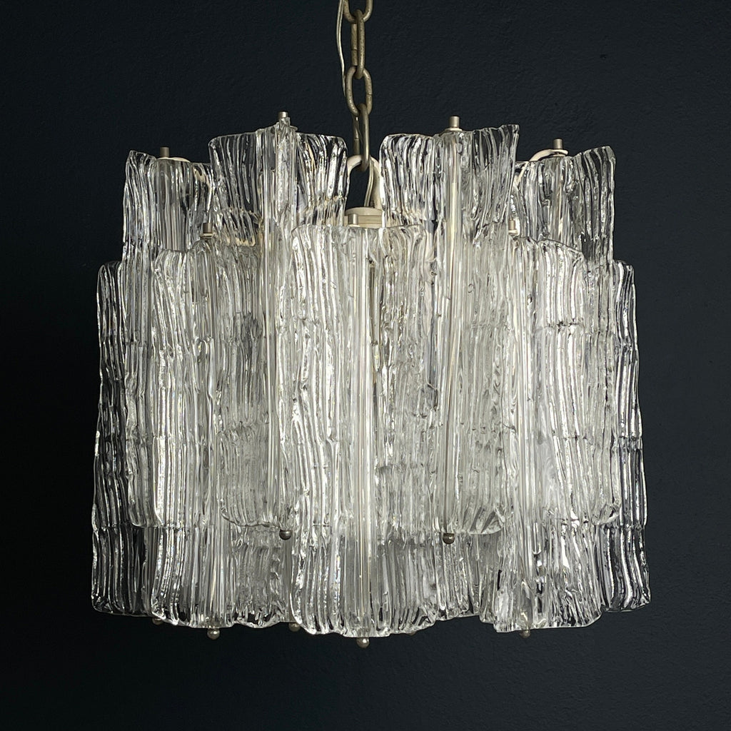 Mid-century murano glass chandelier Eliche by Venini Italy 1960s