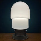 Vintage White Opaline Glass Table Lamp: Italian Mid-Century Modern Lighting
