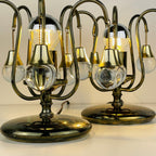 Pair of vintage glass ball table lamps italy 1960s Mid-century italian lighting