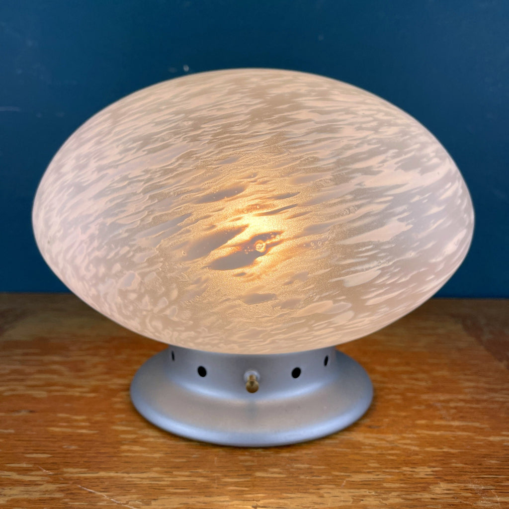Vintage Murano Glass Night Lamp: 80s Italian Swirl Sphere Table Lamp