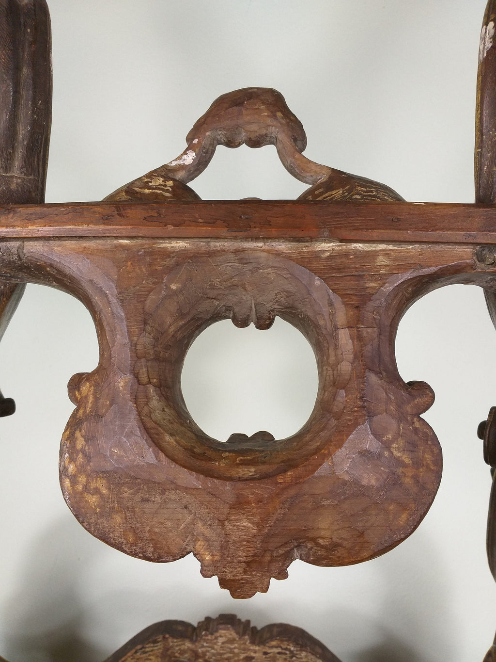 Antique old church console table 19th century Germany Original decorative wood carving Baroque