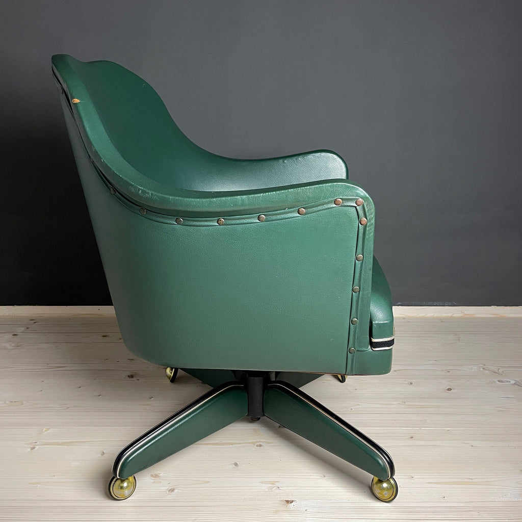 Mid-century swivel green office chair by Umberto Mascagni Italy 1950s Modernist Italian Loft Office