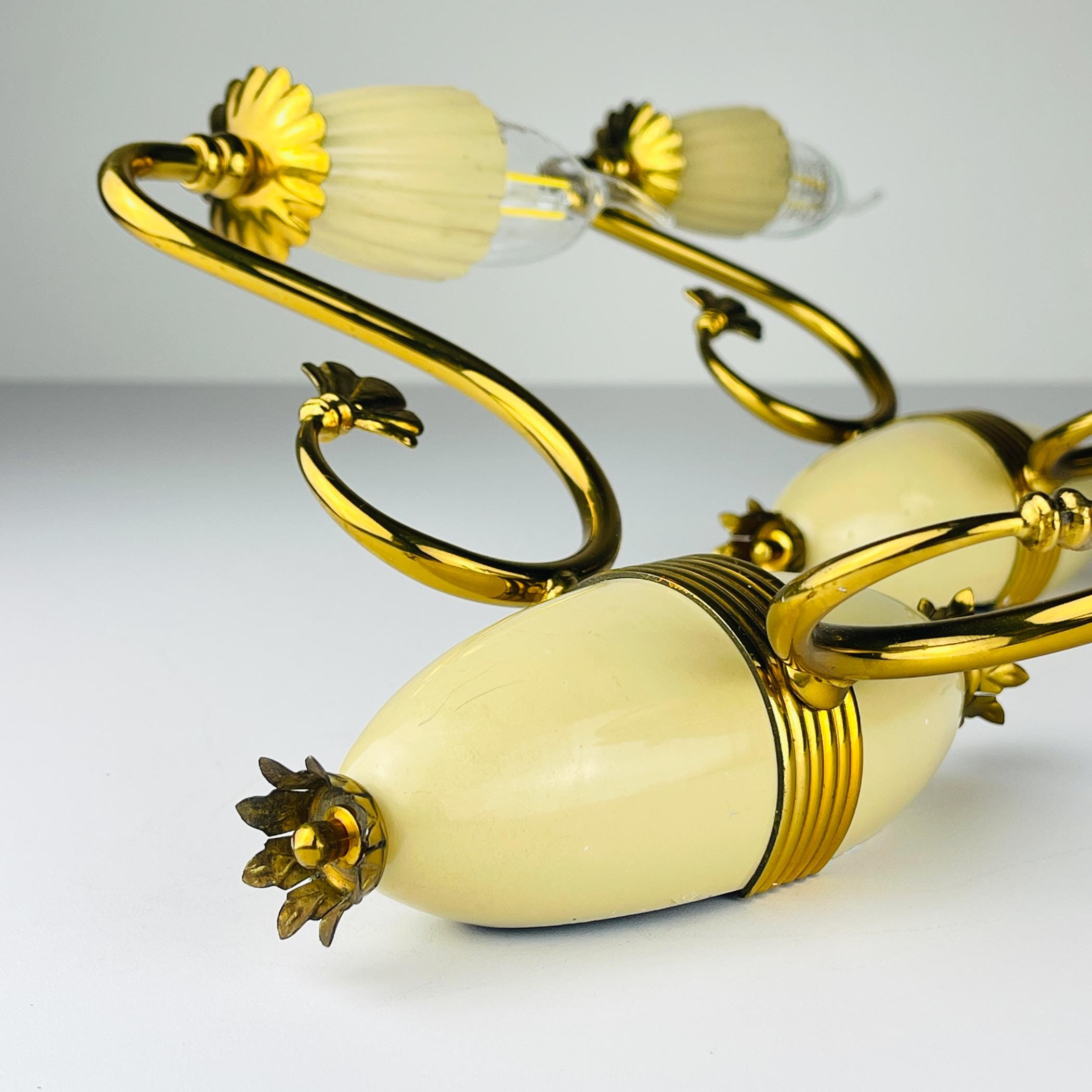 Vintage Brass Wall Sconces - Italian 1950s Home Decor - Set of 3