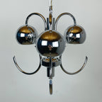 Vintage Italian Eyeball Pendant Lamp: Chrome Space Age Lighting, 1970s