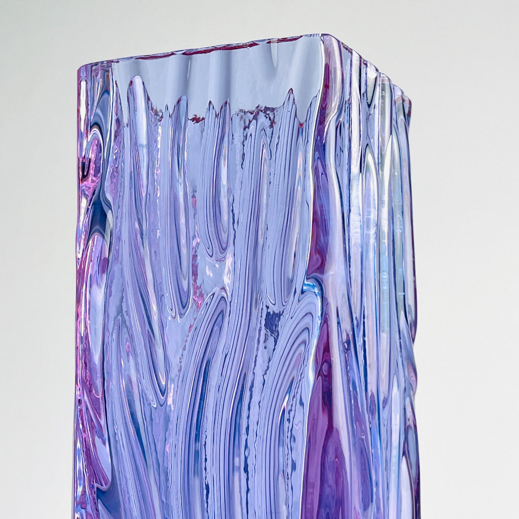 Vintage textured murano glass vase Tronchi, Italy 1970s