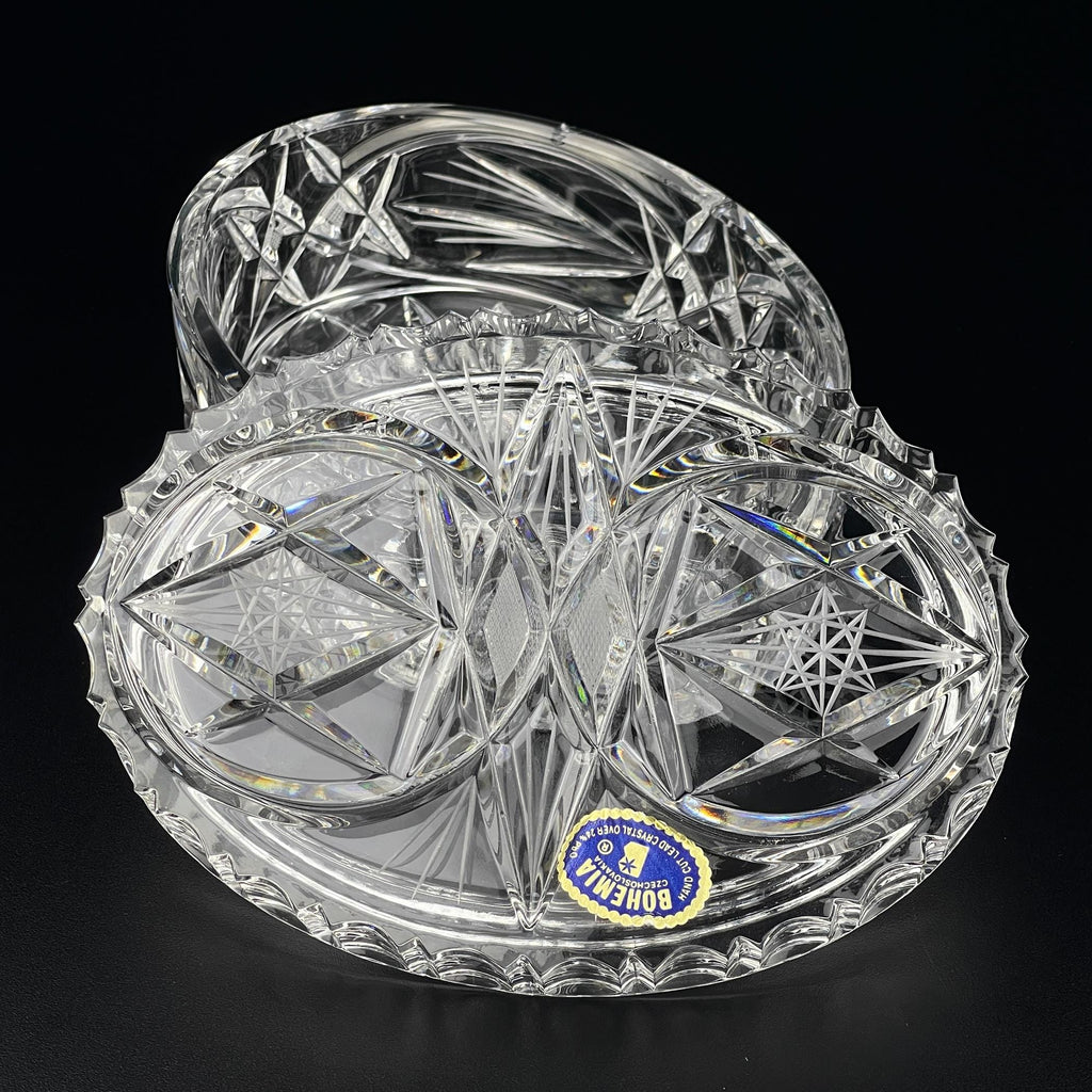 Vintage Bohemian glass candy bowl by Bohemia Crystal, Czechoslovakia, 1970s
