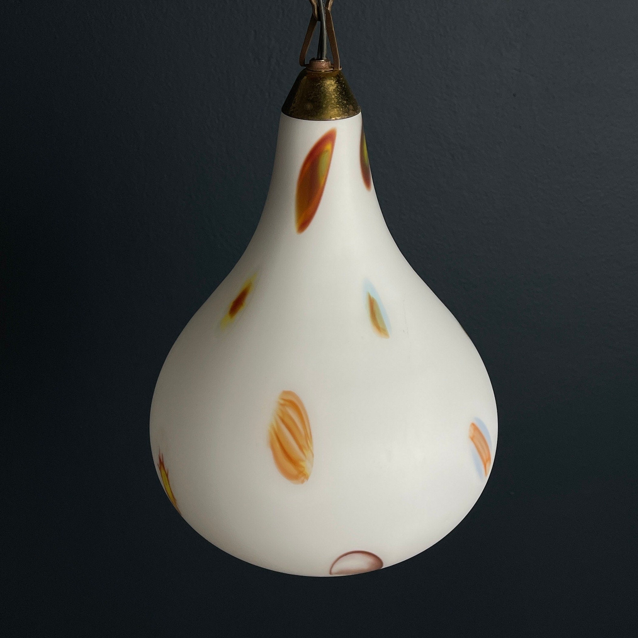 Mid-century multicolor opaline murano glass pendant lamp by Stilnovo Italy 1950s
