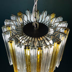 Original cascade Murano glass Crystal Prism Chandelier from Venini, Italy 1970s