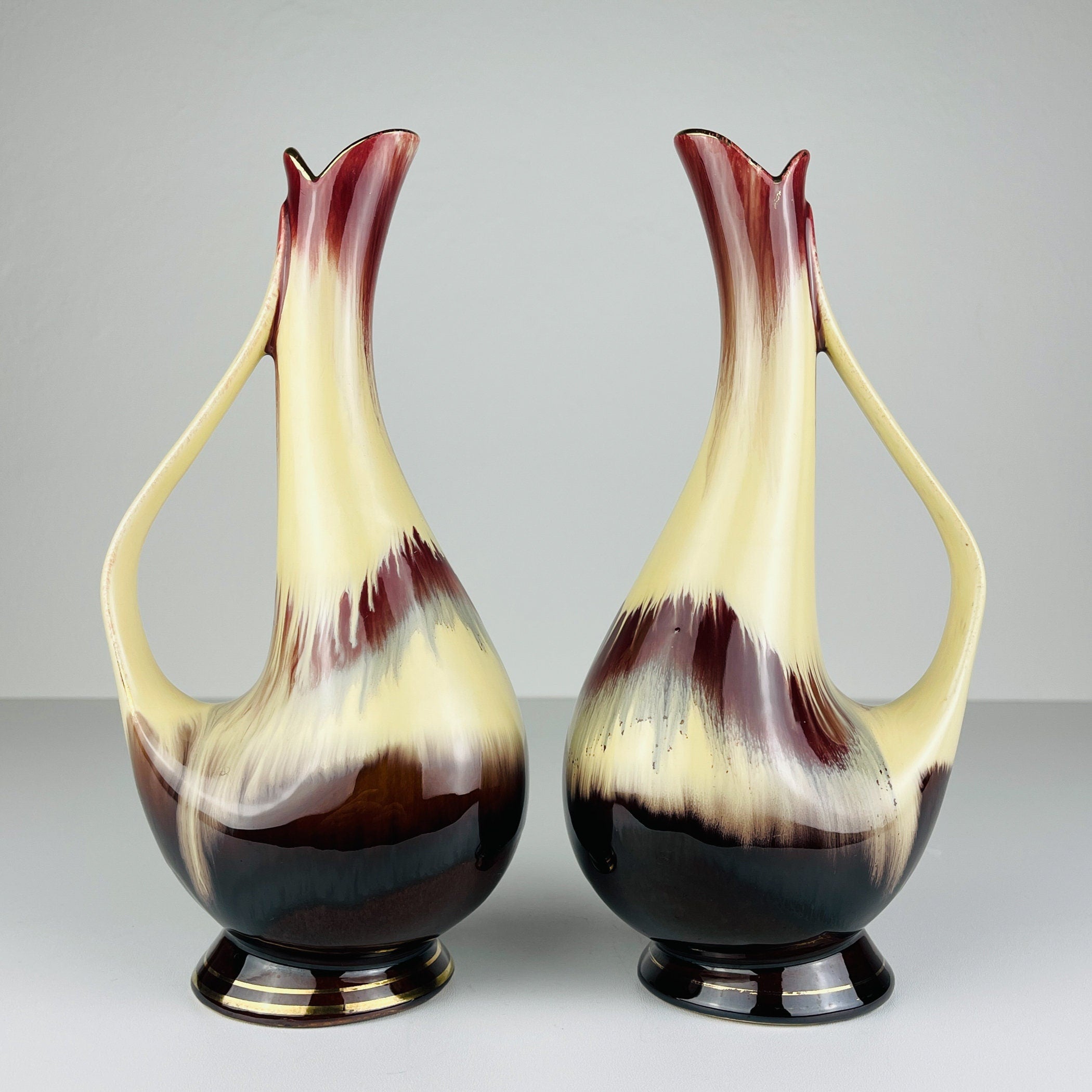 Mid-Century Bay Keramik Vases: West German Ceramic Set of 2