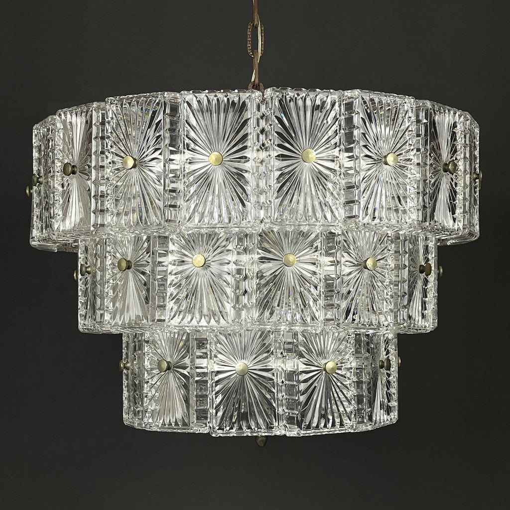 Vintage large crystal chandelier Italy 1960s