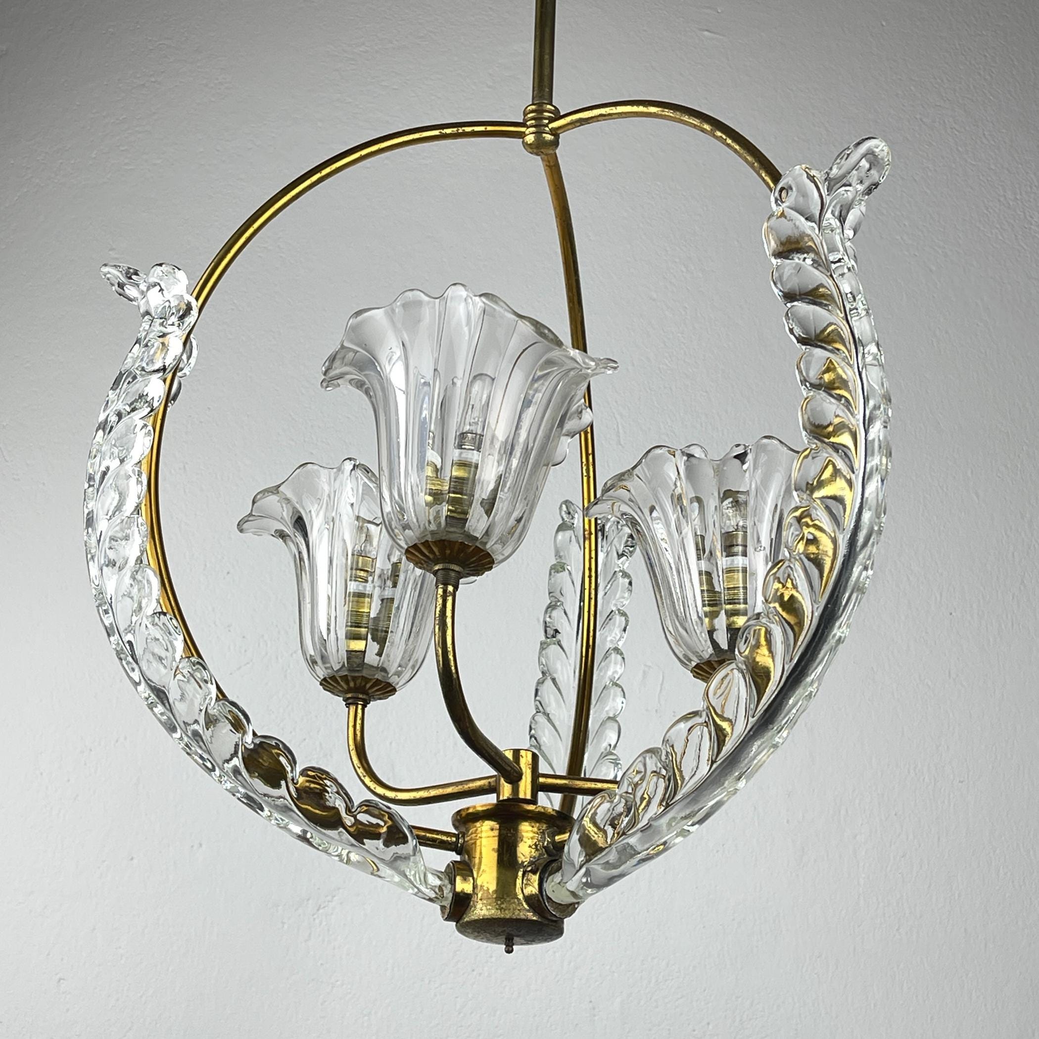 Murano chandelier by Ercole Barovier Barovier & Toso, Italy 1930s