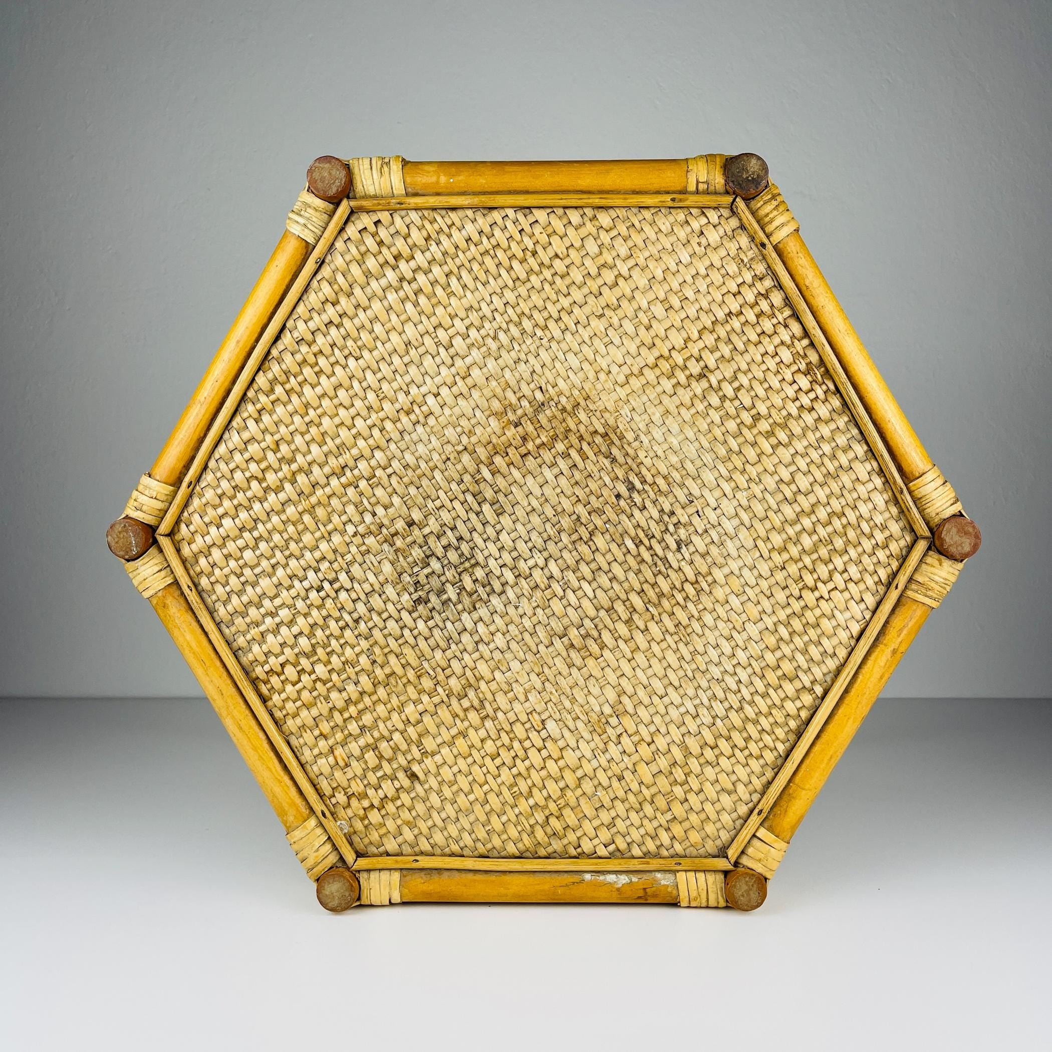 Vintage rattan coffee table, Italy 1960s