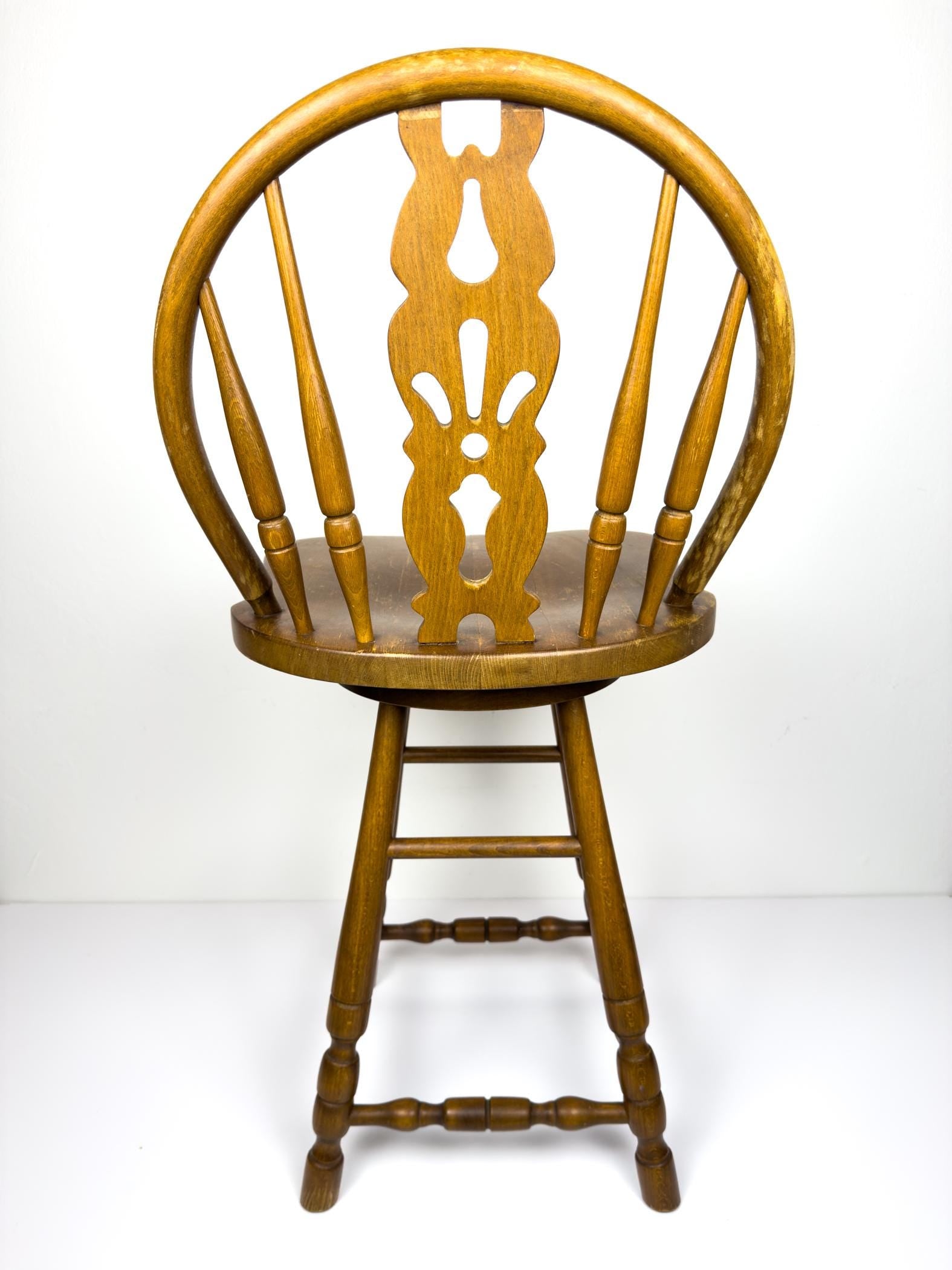 Vintage wooden bar swivel chair, Slovenia 1992