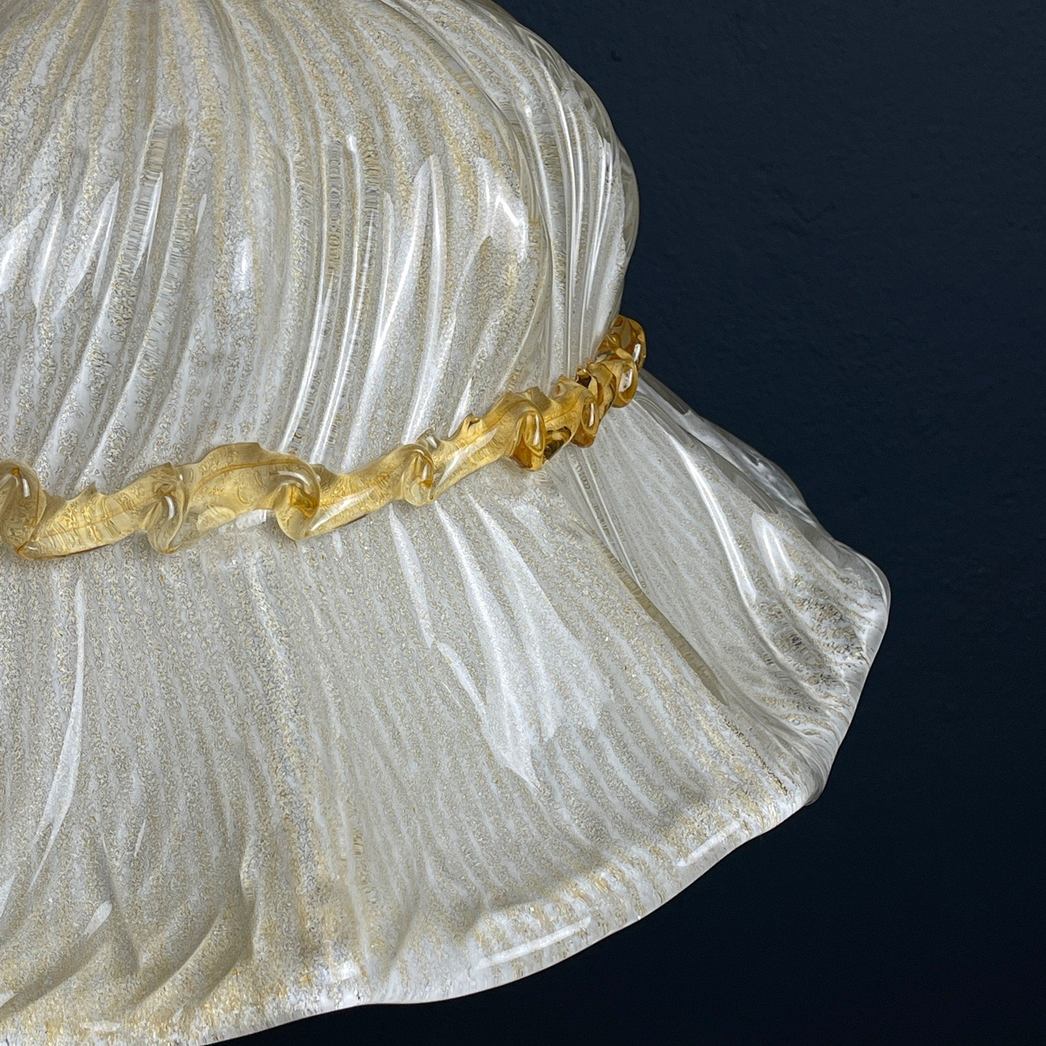 Vintage Murano Glass Pendant Lamp: Bonnet Hat, Italian Mid-Century Lighting