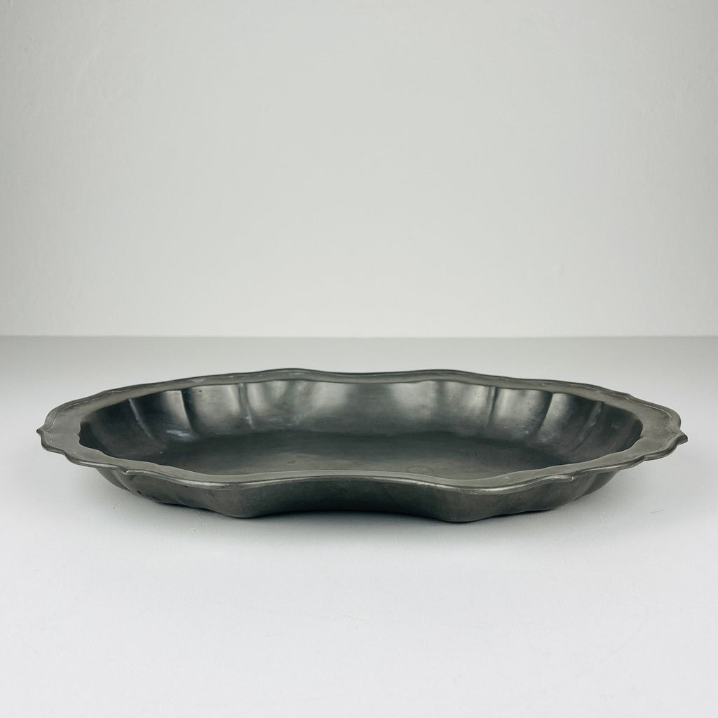 Antique pewter tray or fruit bowl, Italy, 1900s