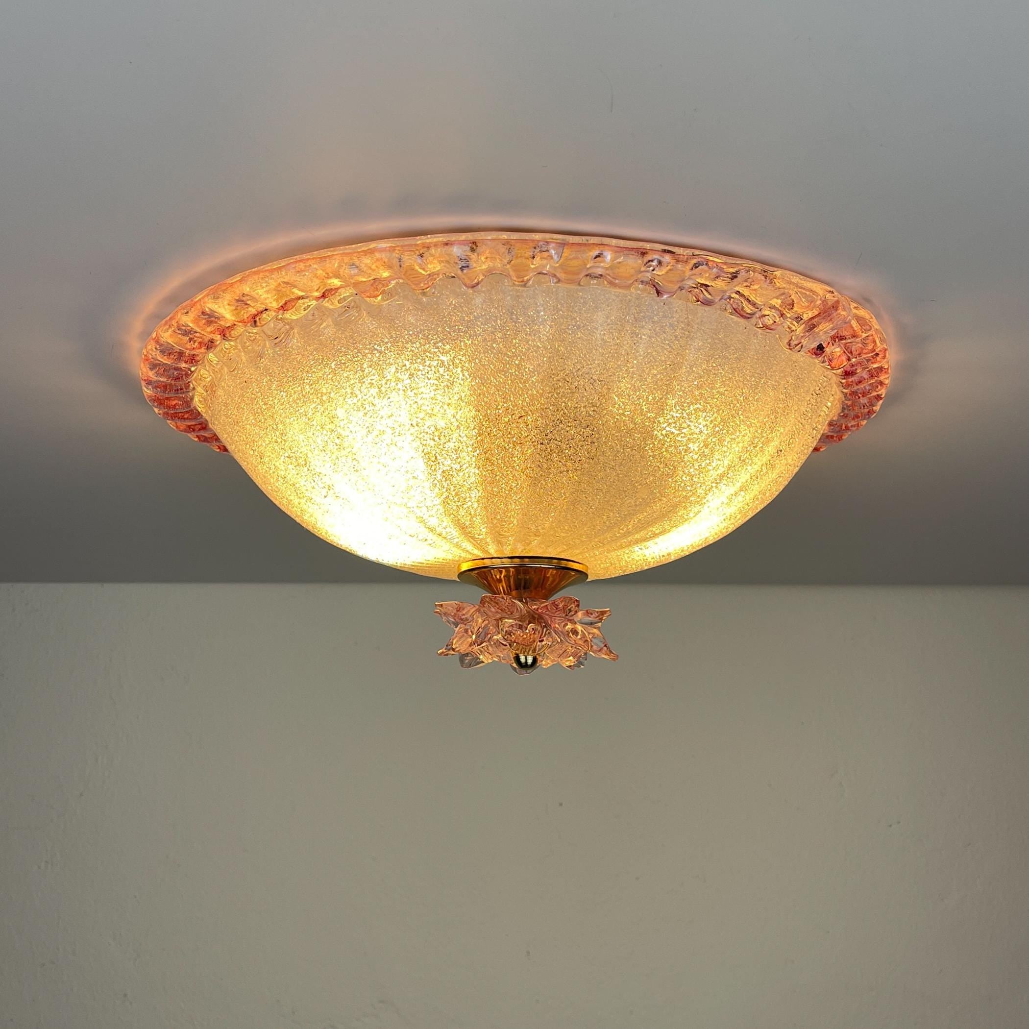 Original murano glass ceiling lamp, Italy 1990s, Vintage home decor